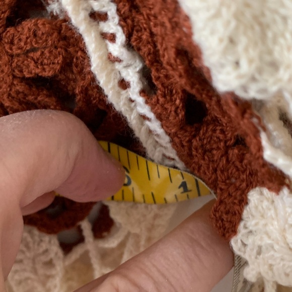 Rebellion Crochet Lace Crop Top - Cream and rust Brown XS NWOT - Picture 8 of 9